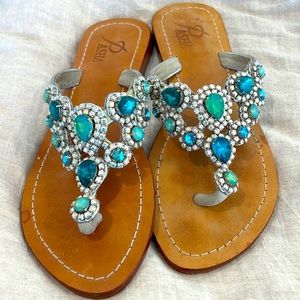 Pasha turquoise crystal sandals